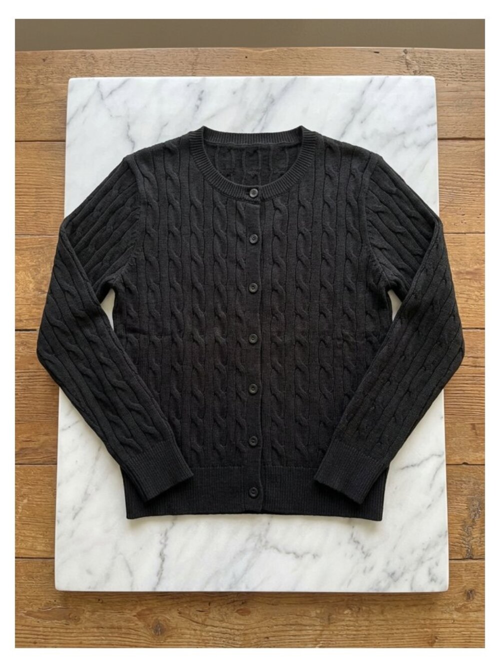 Cable Knit Cardigan Sweater Lightweight Button Up Cropped Fall Layer